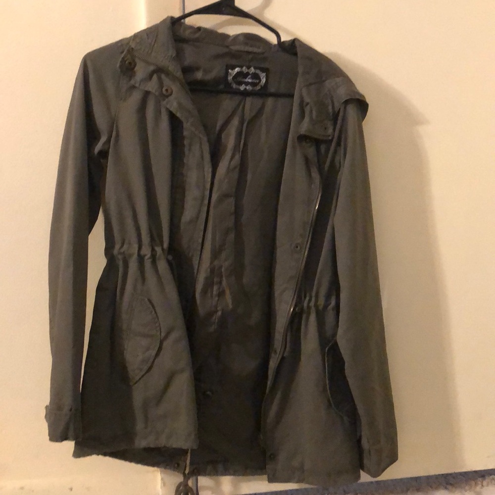 Army green hooded anorak